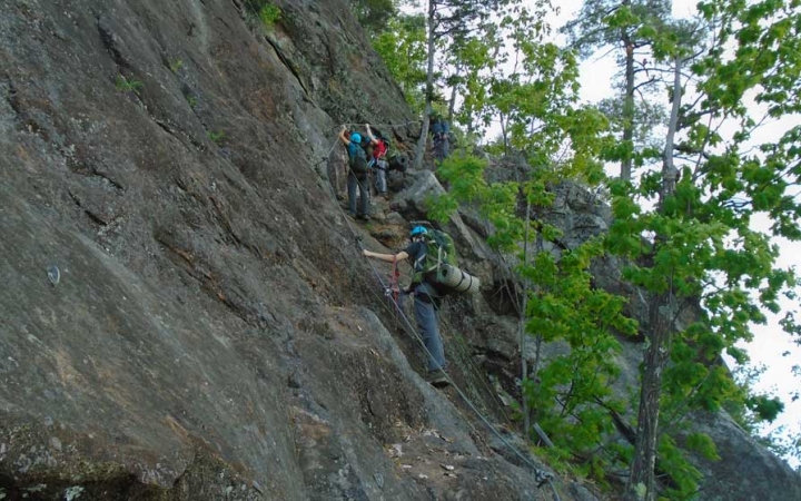 teens rock climb in maine